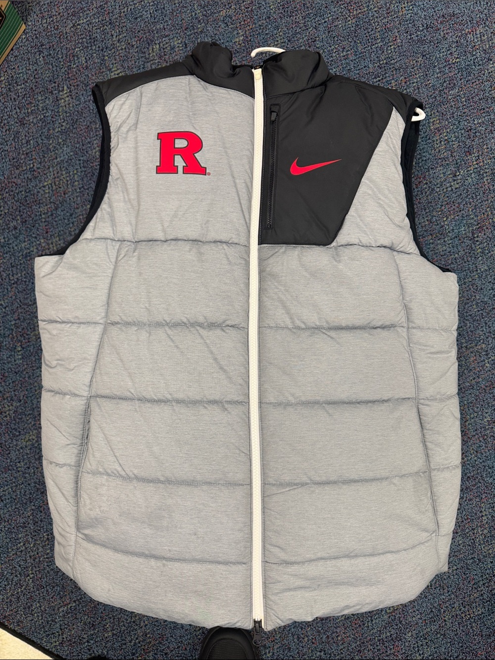 Nike Rutgers Grey & Black Puffer Vest with Red Accents